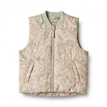 Summer Puffer Waistcoat with roses - Wheat