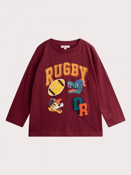 Boys' burgundy rugby animation t-shirt - Du pareil Au Meme