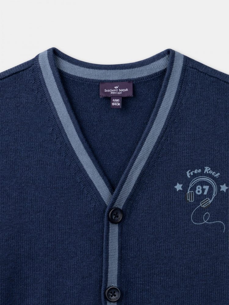 Boys Cashmere Cardigan in blue - Sergent Major