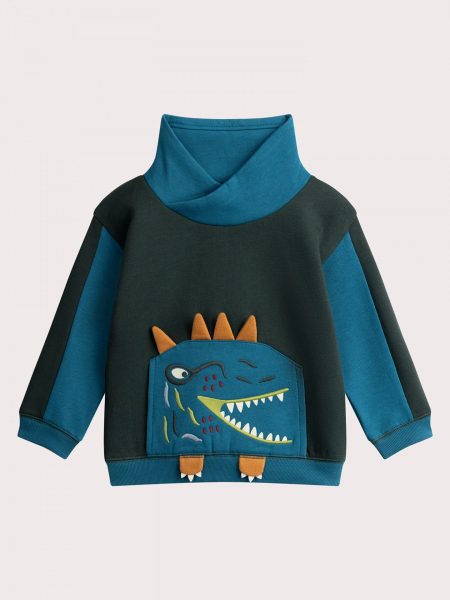 Boys two-tone sweatshirt with dinosaur - Du pareil Au Meme