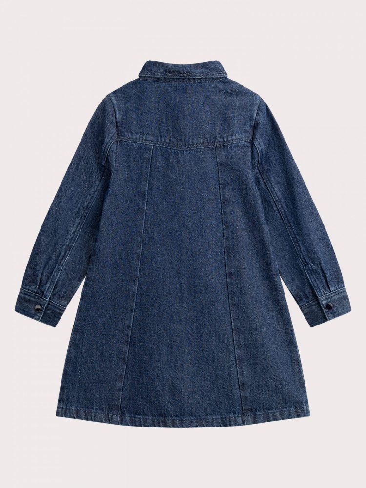 Girls' denim dress with blue sequins - Du pareil Au Meme