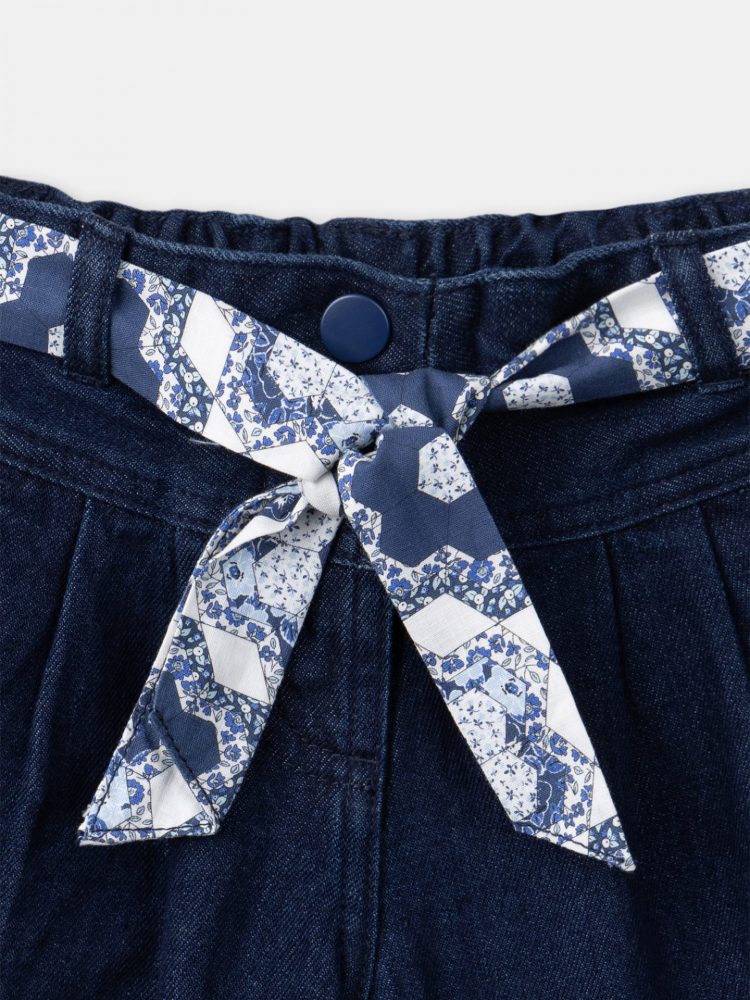 Girls navy blue jeans with floral belt - Sergent Major