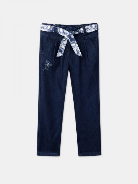 Girls navy blue jeans with floral belt - Sergent Major