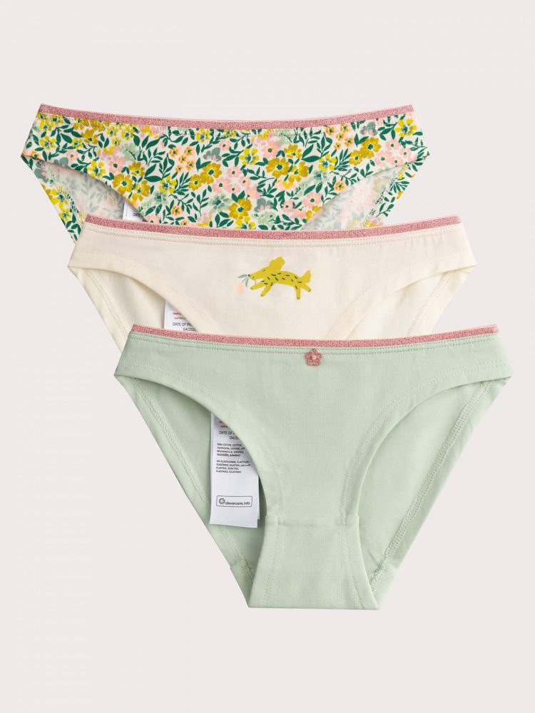 Pack of 3 mint-white panties for girls - Du pareil Au Meme