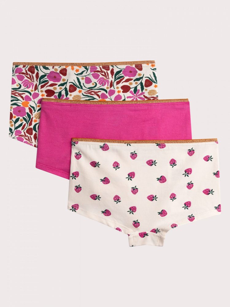 Pack of 3 strawberry pattern shorties for girls - Du pareil Au Meme