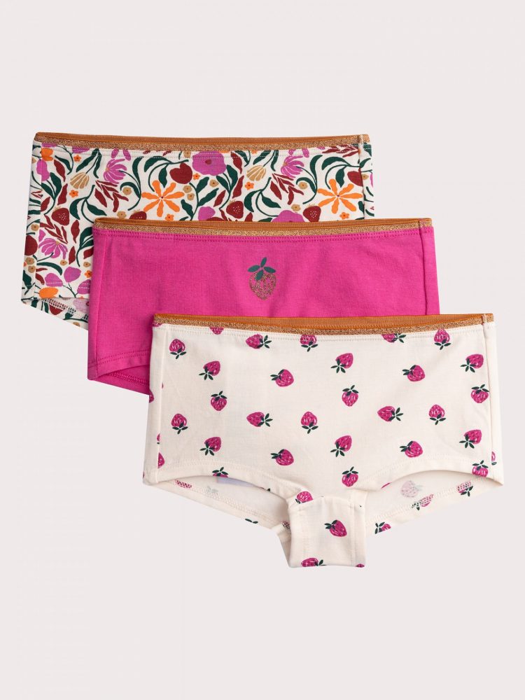 Pack of 3 strawberry pattern shorties for girls - Du pareil Au Meme