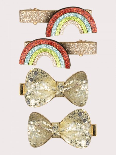 Pack of 4 gold hair clips for girls - Du pareil Au Meme