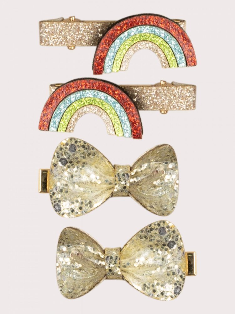 Pack of 4 gold hair clips for girls - Du pareil Au Meme