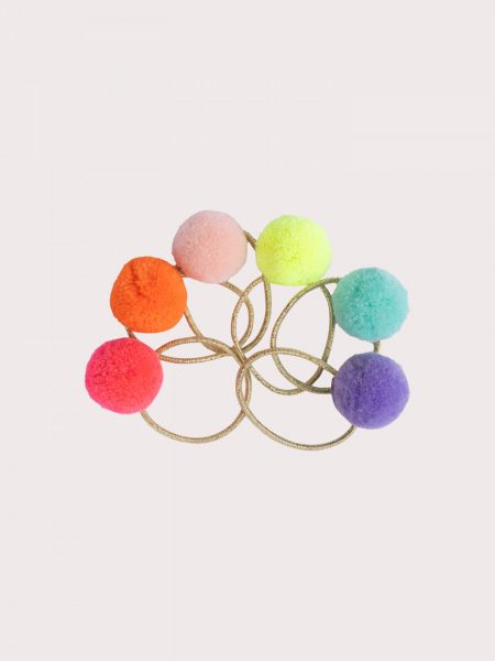 Pack of 6 pompom elastics for girls - Du pareil Au Meme