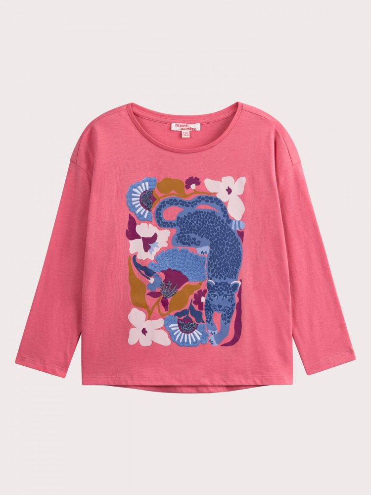 Pink Cheetah Animation T-Shirt for Girls - Du pareil Au Meme