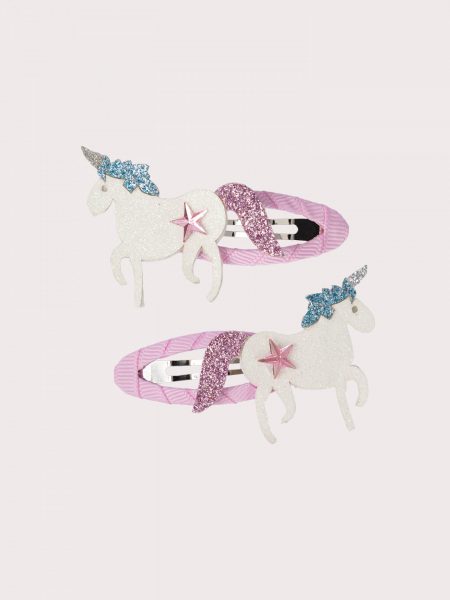 Set of 2 shiny unicorn hair clips for girls - Du pareil Au Meme