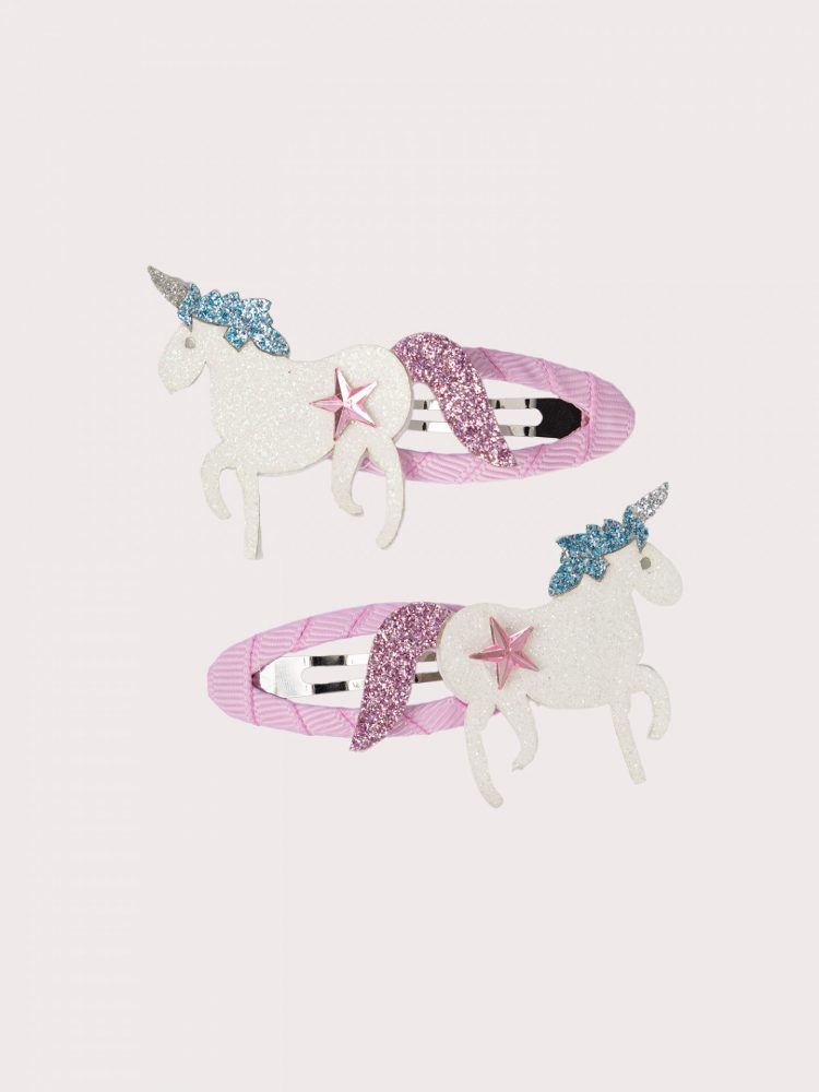 Set of 2 shiny unicorn hair clips for girls - Du pareil Au Meme