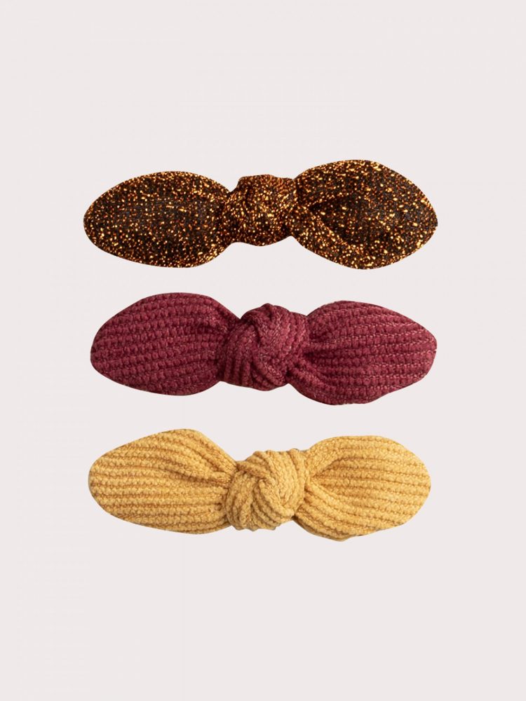 Set of 3 Girls' Glitter Bow Hair Clips - Du pareil Au Meme