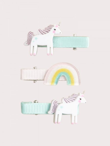 Set of 3 unicorn and rainbow hair clips for girls - Du pareil Au Meme