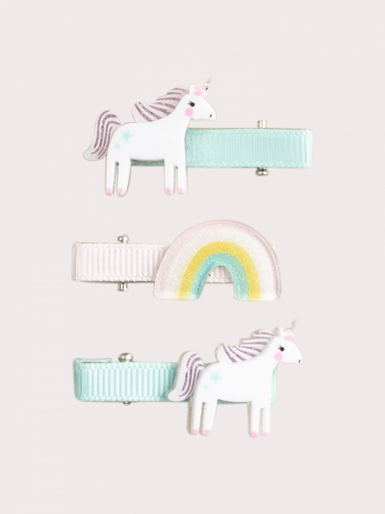 Set of 3 unicorn and rainbow hair clips for girls - Du pareil Au Meme