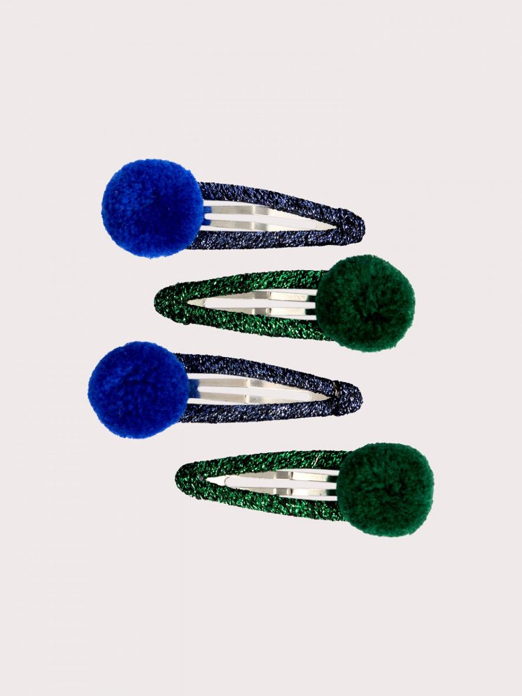 Set of 4 Girl's Pom Pom Clips - Du pareil Au Meme