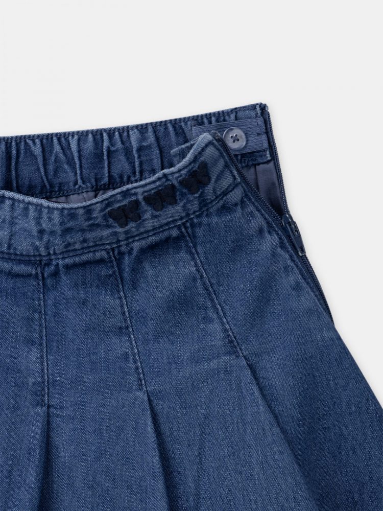 Stylish Pleated Girls Denim Skirt - Sergent Major