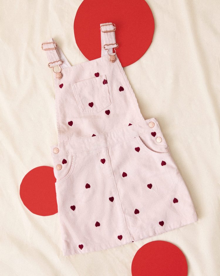 Velvet dress with hearts for girls - Du pareil Au Meme