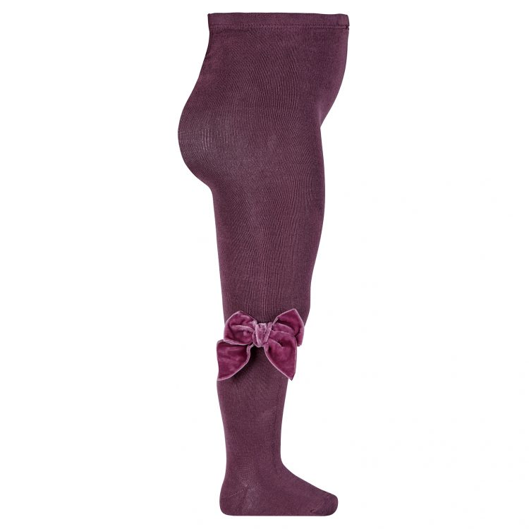 Burgundy tights with velvet bow - Cóndor