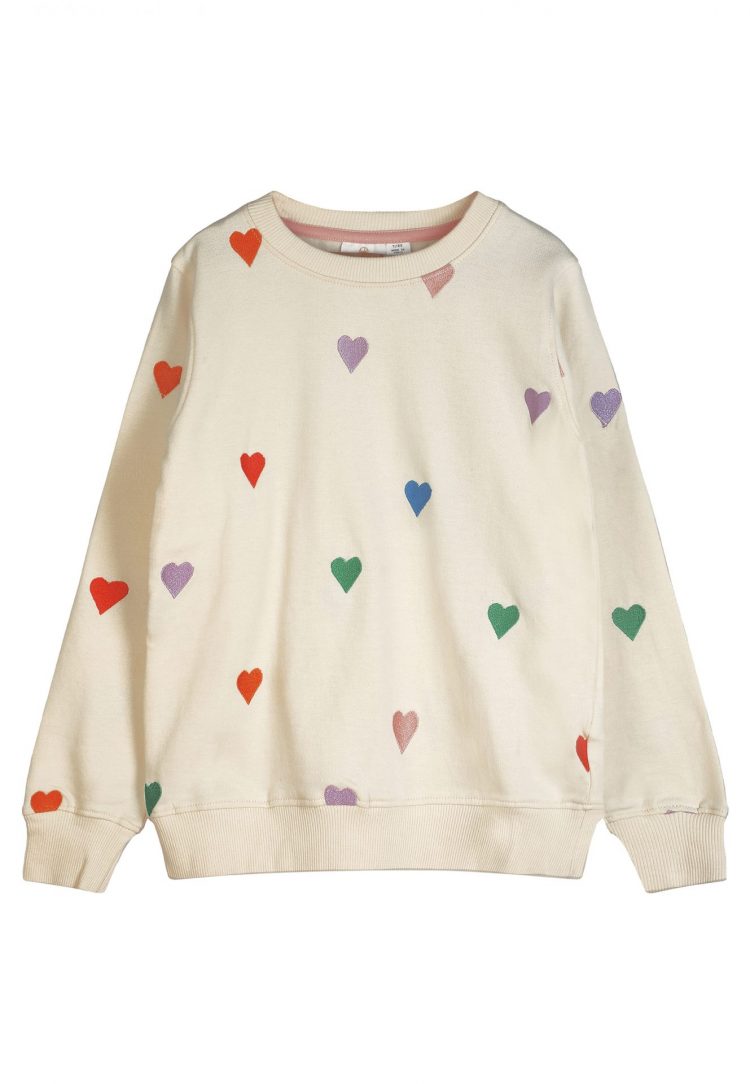 Girls` white sweatshirt with hearts - The New