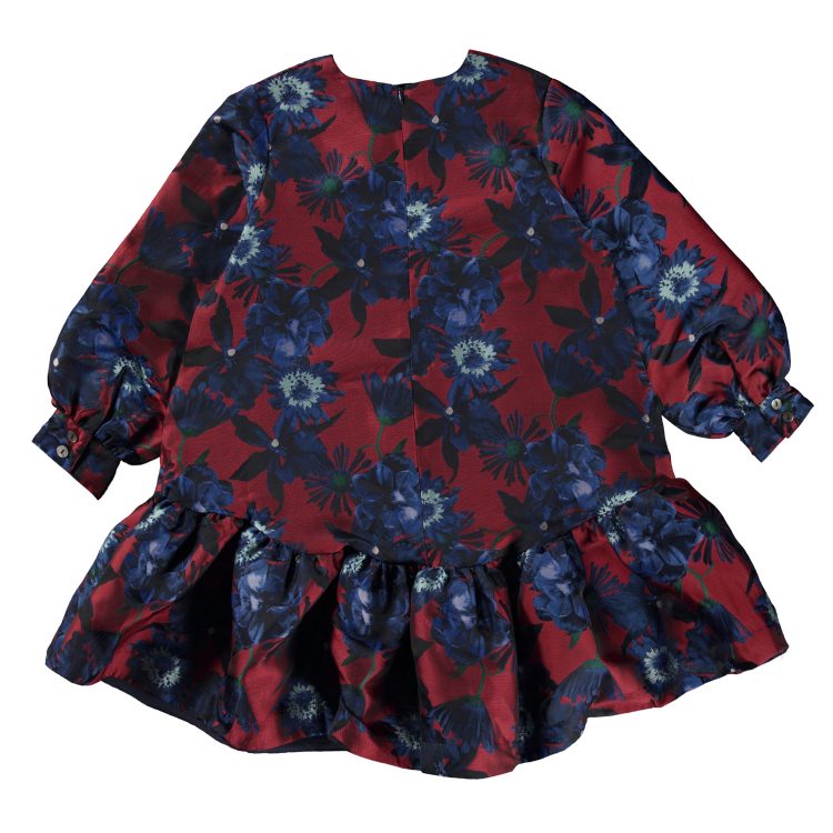 Bordeaux dress with large blue flowers - MOLO