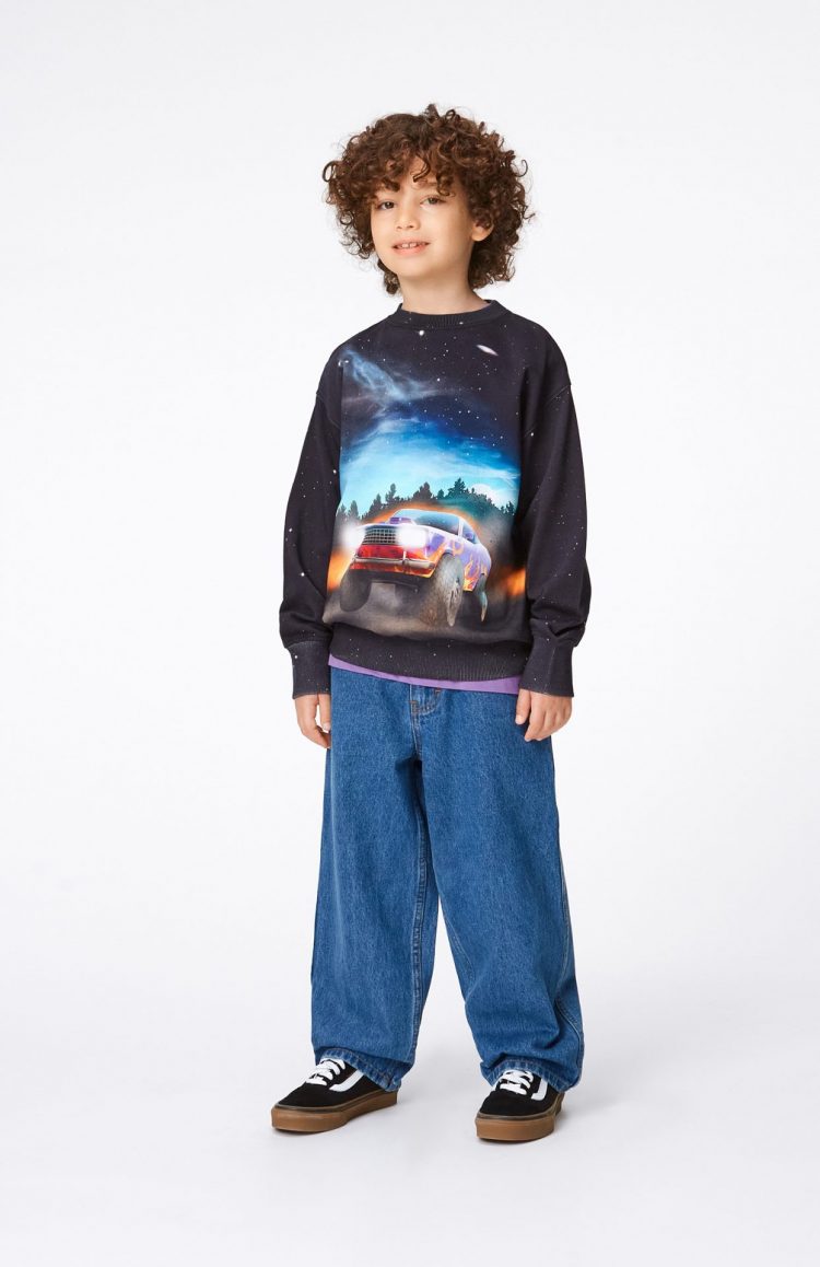 Boys black sweatshirt with a flame car - MOLO