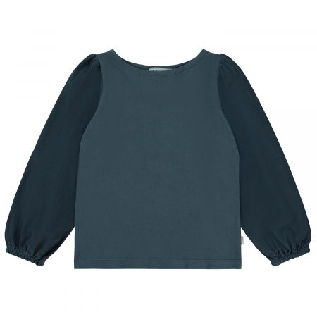 Dark blue top with puff sleeves - MOLO