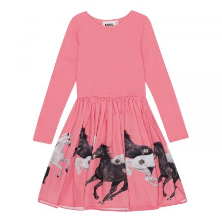 Dusty pink girls dress with horses - MOLO