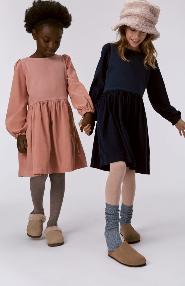 Girls knee length dress in navy sky - MOLO