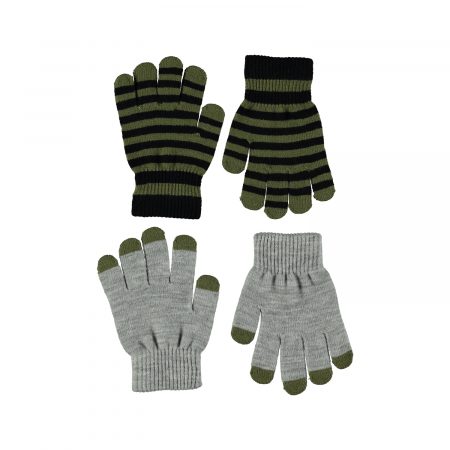 Green and grey pair knit gloves - MOLO