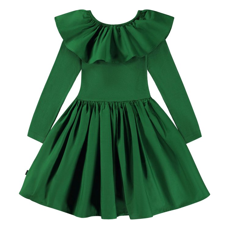 Green knee length dress with collar - MOLO