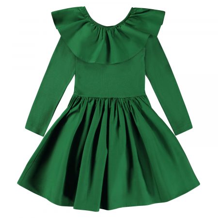 Green knee length dress with collar - MOLO