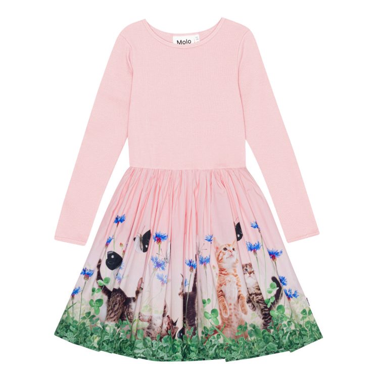 Light pink girls dress with kittens - MOLO