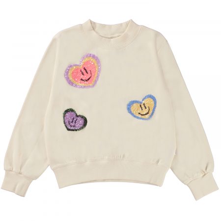 Off-white sweatshirt with sequins hearts - MOLO