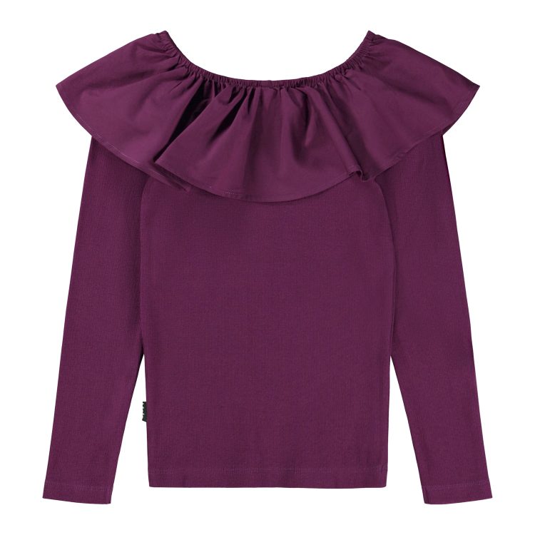 Purple girls top with poplin collar - MOLO