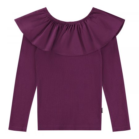 Purple girls top with poplin collar - MOLO