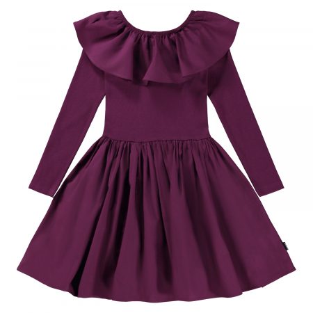 Purple knee length dress with collar - MOLO