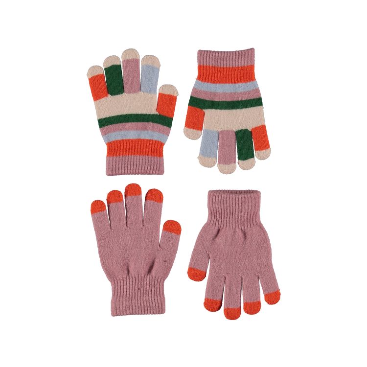 rose colour with orange knit gloves - MOLO