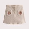 Beige denim skirt with flowers - Du pareil Au Meme