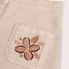 Beige denim skirt with flowers - Du pareil Au Meme