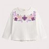 Girls white long-sleeved floral t-shirt - Du pareil Au Meme