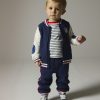 Navy blue knit trousers for baby boys - Du pareil Au Meme