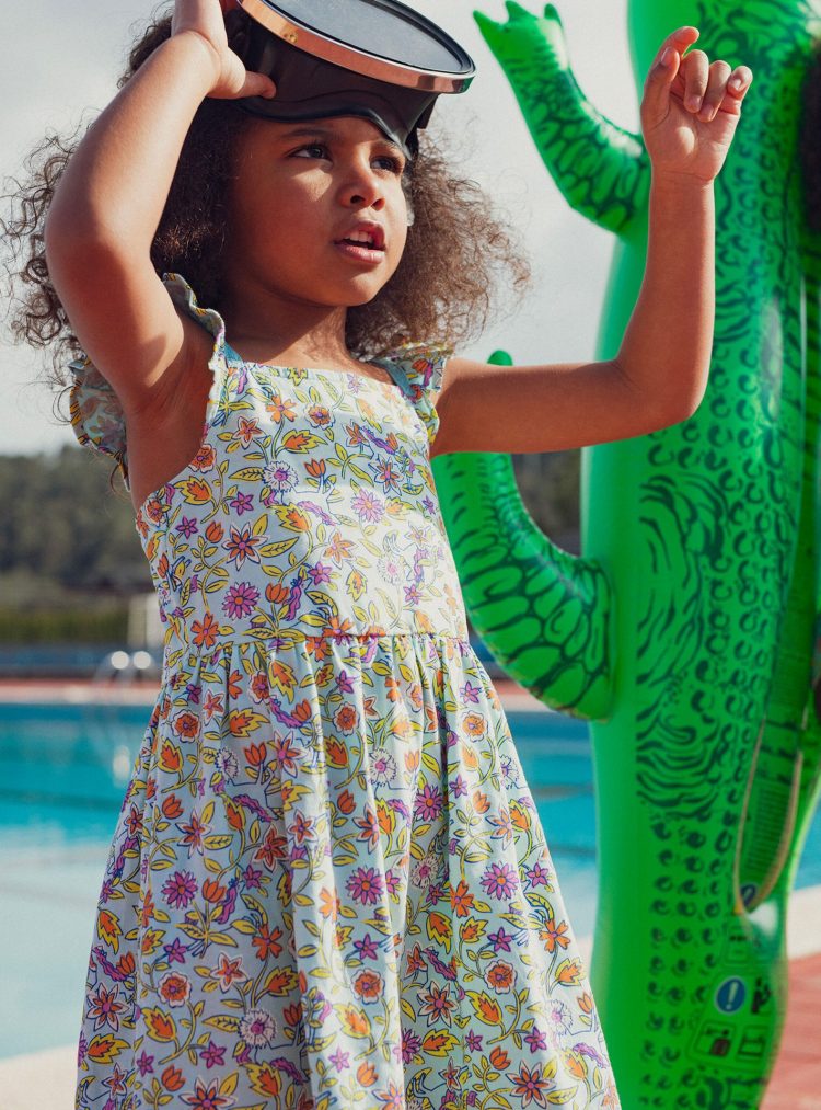 Dress with ruffled straps and flower print - Du pareil Au Meme