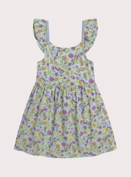 Dress with ruffled straps and flower print - Du pareil Au Meme
