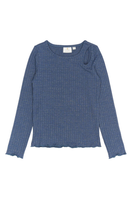 Girls Blue Glitter Rib Top - The New
