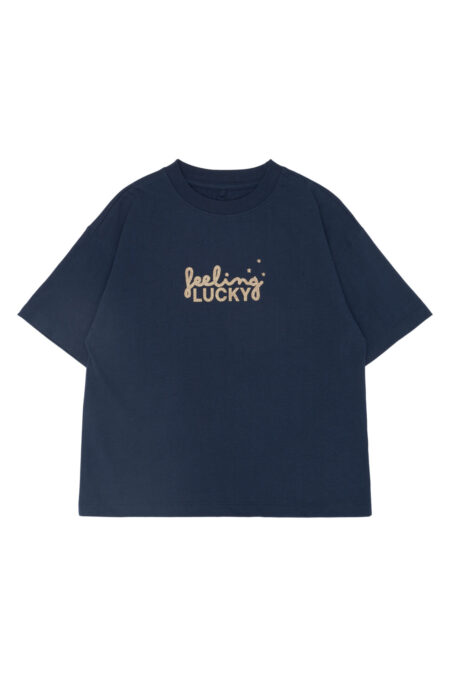 Girls Feeling Lucky Oversized Navy T-Shirt - The New