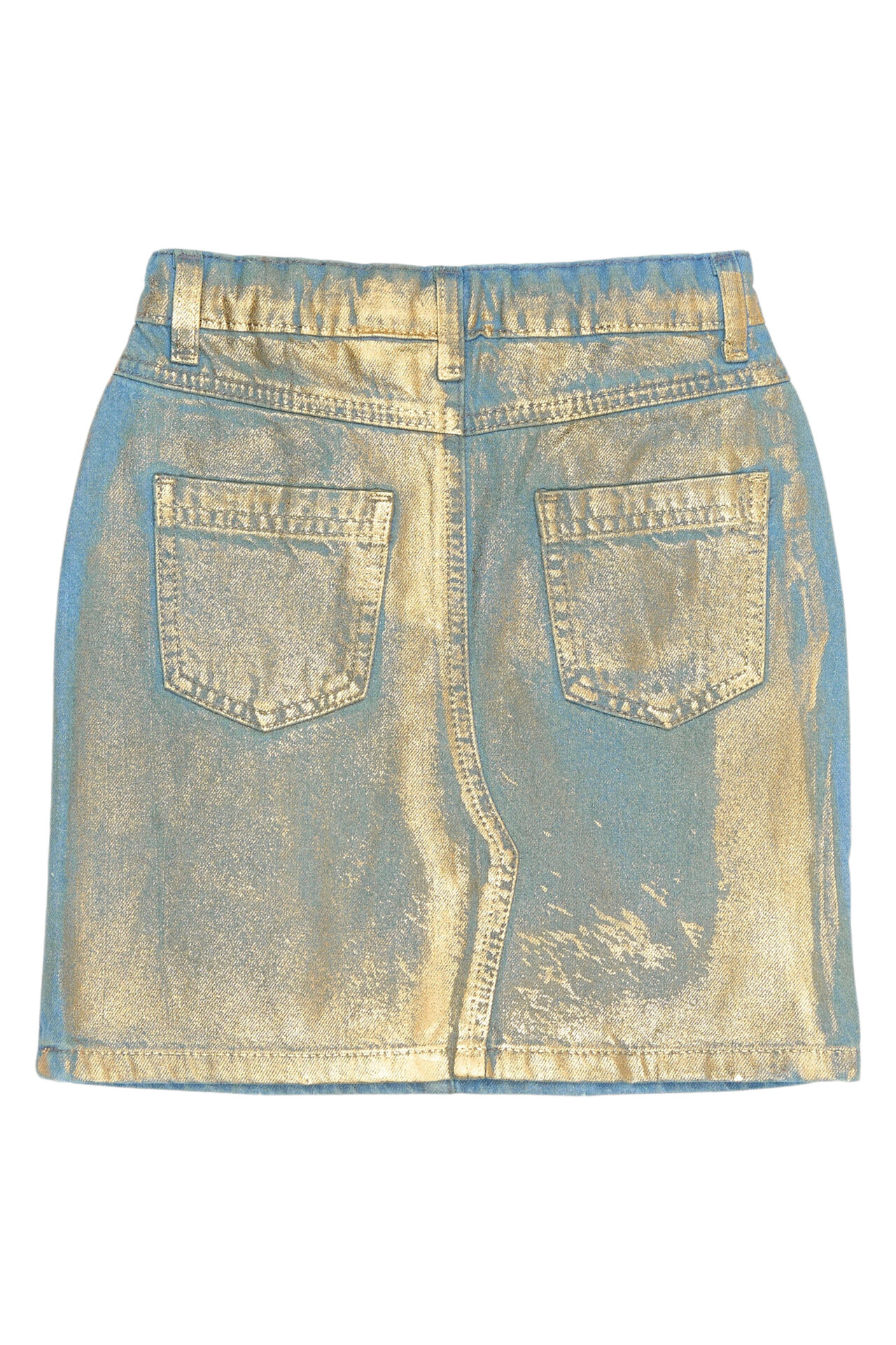 Girls Gold Denim Skirt - The New