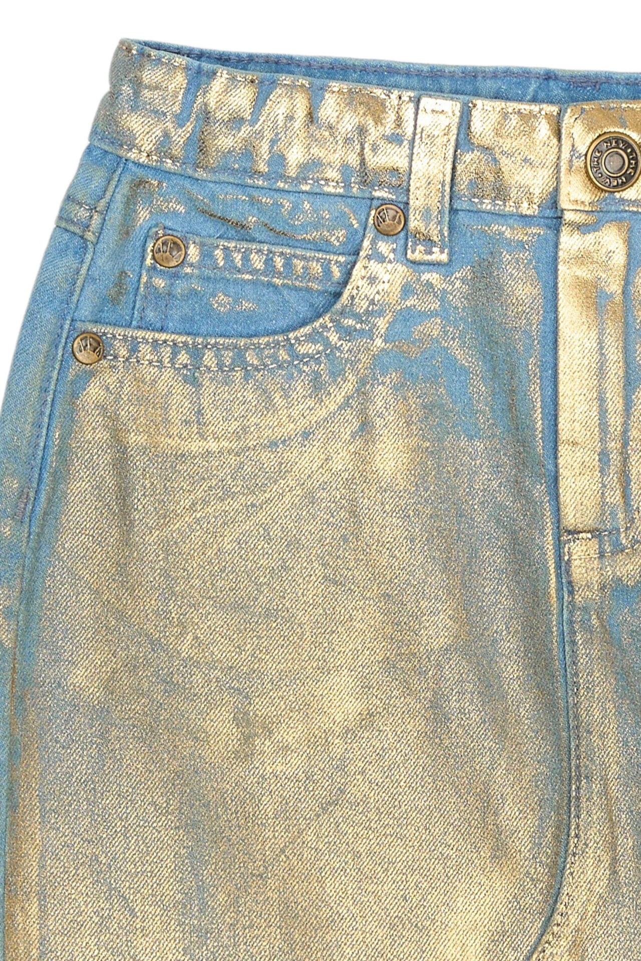 Girls Gold Denim Skirt - The New