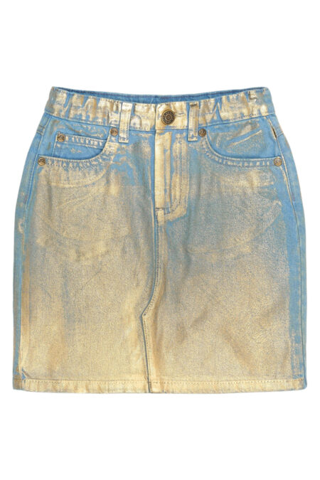 Girls Gold Denim Skirt - The New