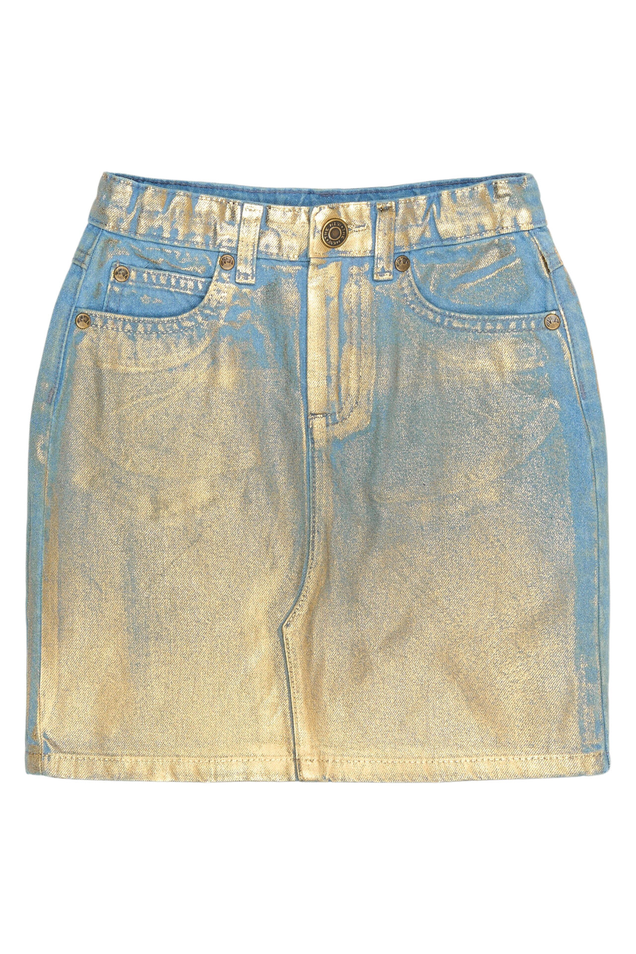 Girls Gold Denim Skirt - The New